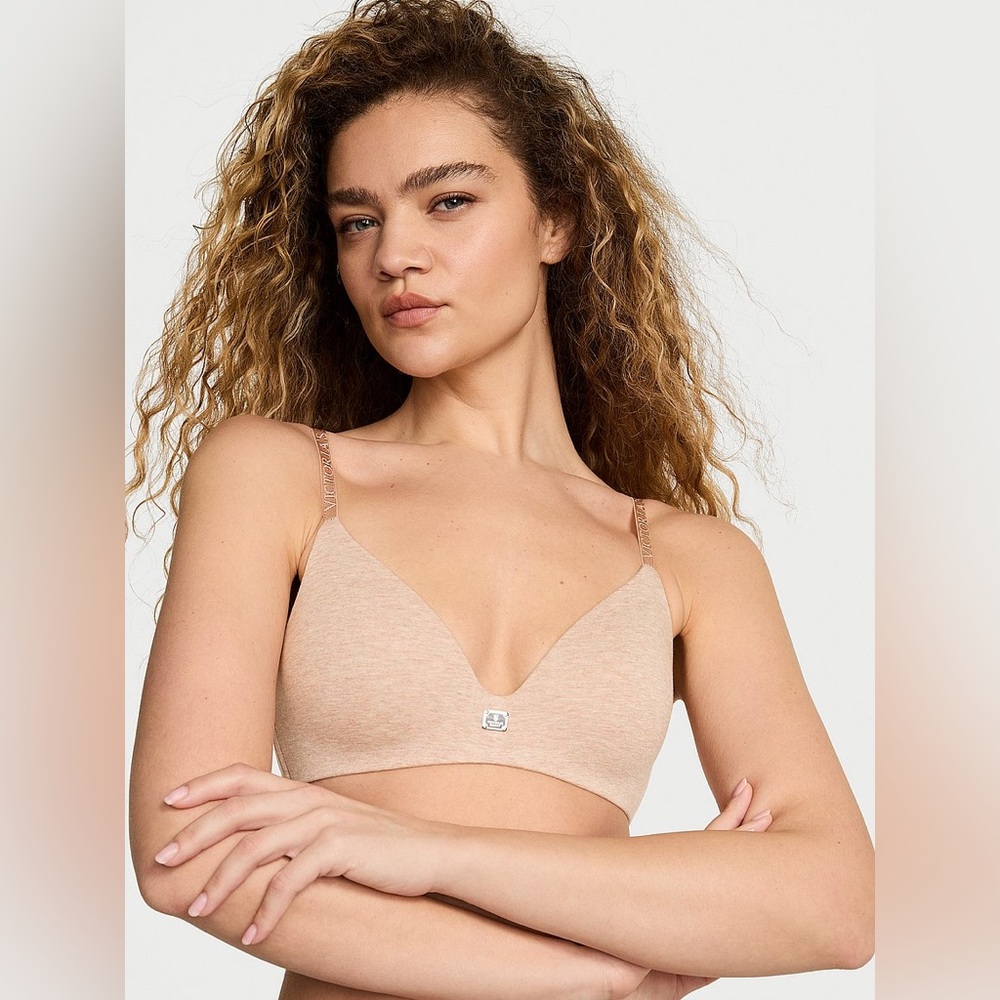 Victoria’s Secret Cotton Logo Hardware Lightly Lined Wireless Bra 38B